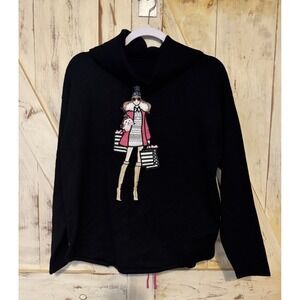 Gabby Isabella Fashionista Shopping Turtle Neck Black Sweater Laces‎ Back New XL